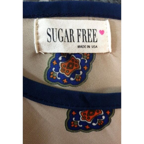 Sleeveless Bohemian Floral Dress Sm Beige Western Nature Sundress Asymmetrical - Picture 6 of 7